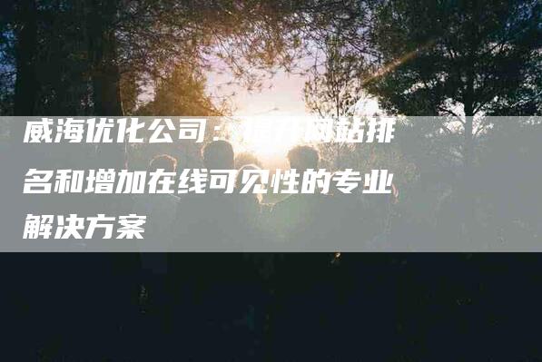 威海优化公司：提升网站排名和增加在线可见性的专业解决方案