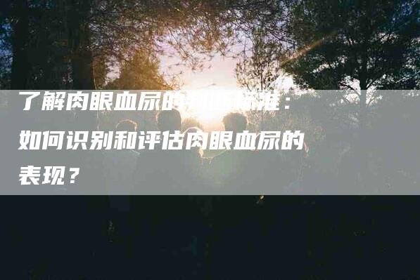 了解肉眼血尿的判断标准：如何识别和评估肉眼血尿的表现？