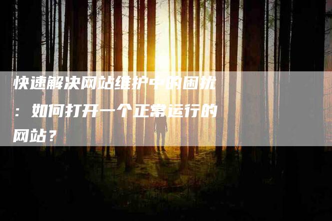 快速解决网站维护中的困扰：如何打开一个正常运行的网站？