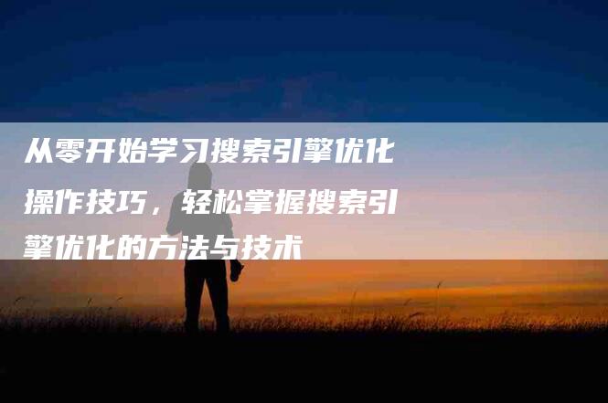 从零开始学习搜索引擎优化操作技巧，轻松掌握搜索引擎优化的方法与技术