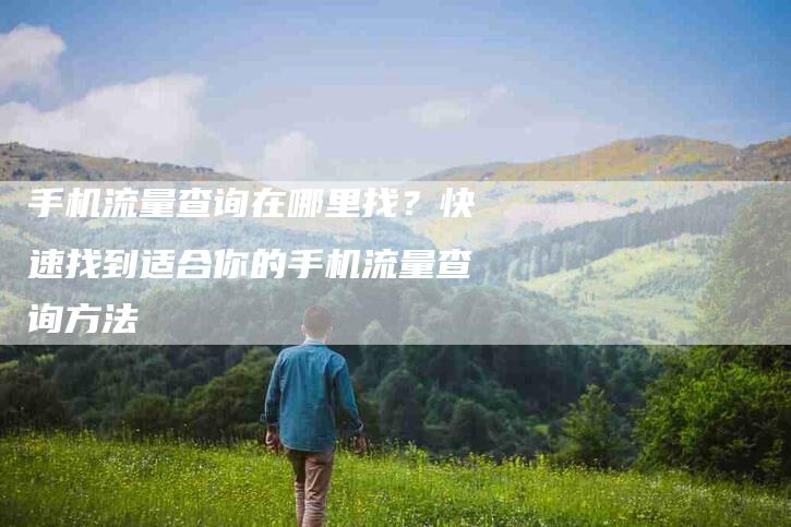 手机流量查询在哪里找？快速找到适合你的手机流量查询方法