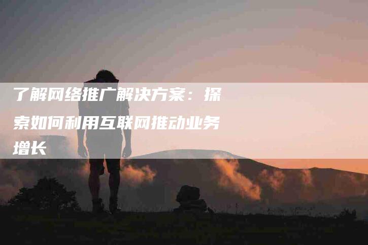 了解网络推广解决方案：探索如何利用互联网推动业务增长