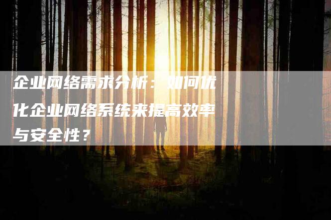 企业网络需求分析：如何优化企业网络系统来提高效率与安全性？