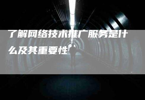 了解网络技术推广服务是什么及其重要性