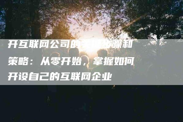 开互联网公司的关键步骤和策略：从零开始，掌握如何开设自己的互联网企业